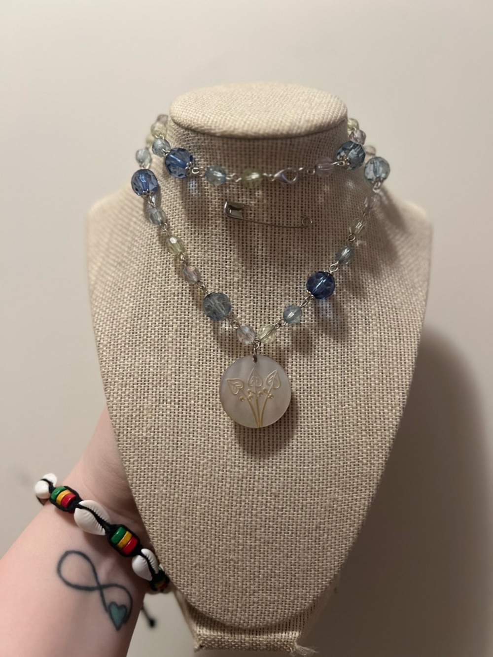 #130. Up Cycled Necklace with Flower Pendant